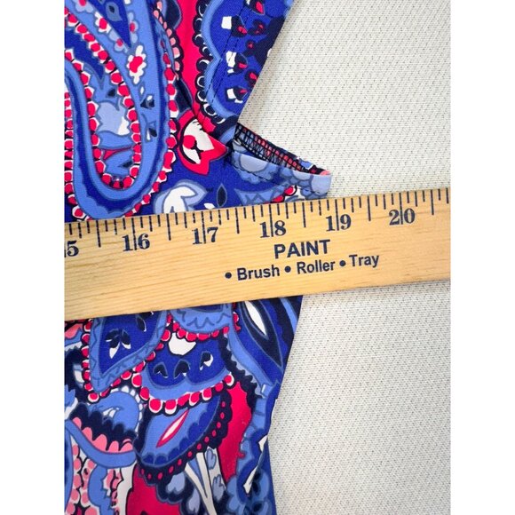 Talbots Womens Paisley Print Dress Petite Xp  Blue Pink Tie Waist Stretch - Picture 7 of 10
